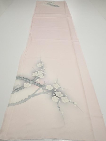 Photo5: 4D05z70  Japanese Kimono Silk  FABRIC Plum tree [object Object] 58.3x14.2 (5)