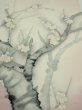 Photo1: 4D06z80  Japanese Kimono Silk  FABRIC Plum tree [object Object] 66.5x14.2 (1)