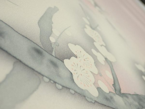 Photo4: 4D06z80  Japanese Kimono Silk  FABRIC Plum tree [object Object] 66.5x14.2 (4)