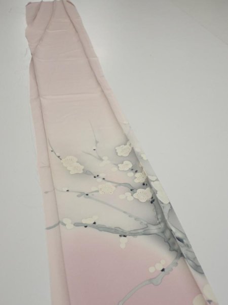 Photo3: 4D07z40  Japanese Kimono Silk  FABRIC Plum tree [object Object] 62.6x7.5 (3)