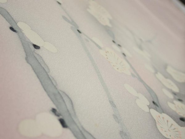 Photo4: 4D07z40  Japanese Kimono Silk  FABRIC Plum tree [object Object] 62.6x7.5 (4)