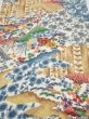 Photo1: 4D02z60  Japanese Kimono Silk  FABRIC Flowers Off-white 43.3x14.0 (1)