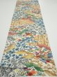 Photo5: 4D02z60  Japanese Kimono Silk  FABRIC Flowers Off-white 43.3x14.0 (5)