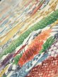 Photo4: 4D03z90  Japanese Kimono Silk  FABRIC Flowers Off-white 69.3x14.2 (4)