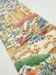 Photo1: 4D07z40  Japanese Kimono Silk  FABRIC Flowers Off-white 63.0x6.9 (1)
