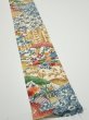 Photo2: 4D07z40  Japanese Kimono Silk  FABRIC Flowers Off-white 63.0x6.9 (2)