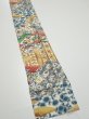 Photo2: 4D09z60  Japanese Kimono Silk  FABRIC Flowers Off-white 90.6x6.9 (2)