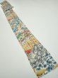 Photo5: 4D09z60  Japanese Kimono Silk  FABRIC Flowers Off-white 90.6x6.9 (5)