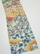 Photo3: 4D10z30  Japanese Kimono Silk  FABRIC Flowers Off-white 35.8x6.9 (3)