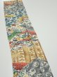 Photo4: 4D10z30  Japanese Kimono Silk  FABRIC Flowers Off-white 35.8x6.9 (4)