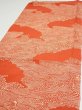 Photo3: 4D02z70  Japanese Kimono Silk  FABRIC Wave Dark orange 48.8x14.2 (3)
