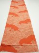Photo5: 4D02z70  Japanese Kimono Silk  FABRIC Wave Dark orange 48.8x14.2 (5)