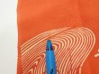 Photo6: 4D05z100  Japanese Kimono Silk  FABRIC Wave Dark orange 68.1x14.8 (6)