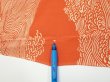 Photo6: 4D06z100  Japanese Kimono Silk  FABRIC Wave Dark orange 68.9x14.6 (6)
