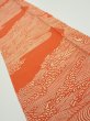 Photo1: 4D07z50  Japanese Kimono Silk  FABRIC Wave Dark orange 65.7x7.5 (1)