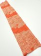 Photo1: 4D10z30  Japanese Kimono Silk  FABRIC Wave Dark orange 38.6x6.7 (1)