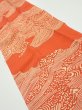 Photo2: 4D10z30  Japanese Kimono Silk  FABRIC Wave Dark orange 38.6x6.7 (2)