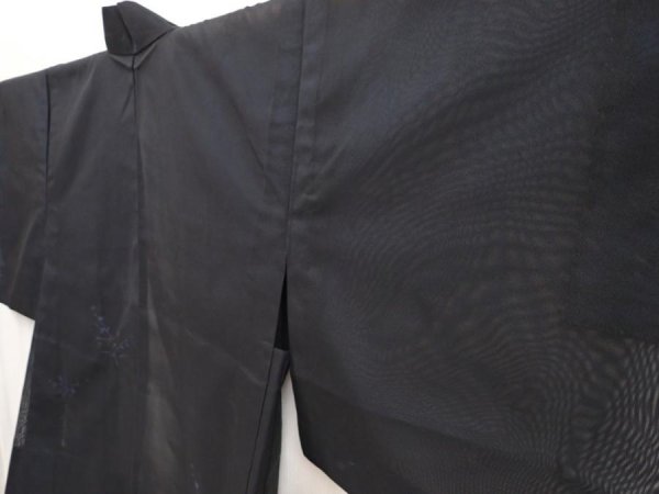 Photo2: 6928T02z230 Vintage Japanese Kimono Silk See through HAORI Flower Black (2)