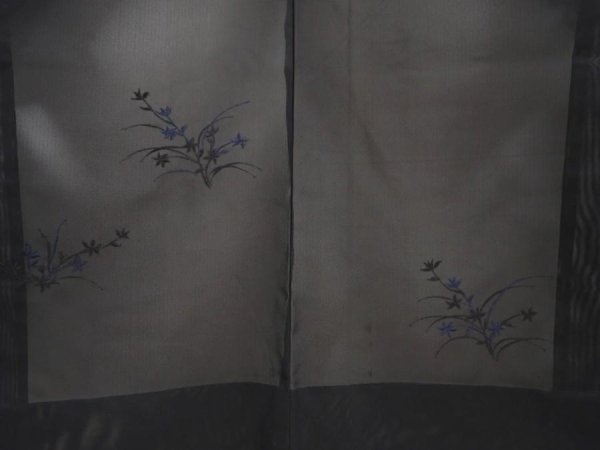 Photo3: 6928T02z230 Vintage Japanese Kimono Silk See through HAORI Flower Black (3)