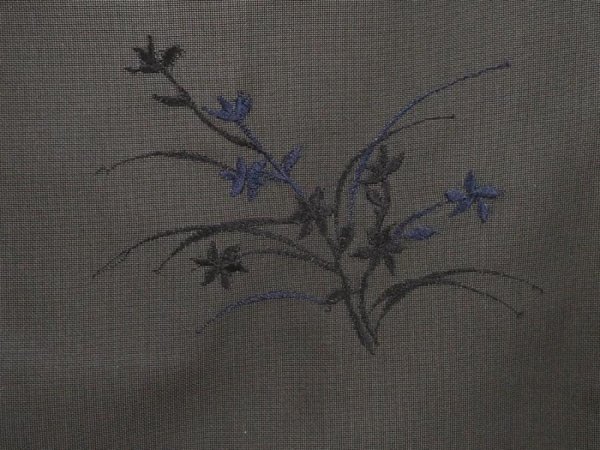 Photo4: 6928T02z230 Vintage Japanese Kimono Silk See through HAORI Flower Black (4)