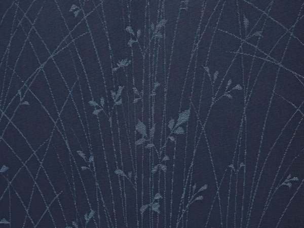 Photo4: 6928T03z290 Vintage Japanese Kimono Silk See through HAORI Plants Navy (4)