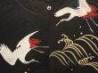 Photo3: 6928T04z590 Vintage Japanese Kimono Silk HAORI Flying crane Black (3)