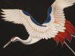 Photo4: 6928T04z590 Vintage Japanese Kimono Silk HAORI Flying crane Black (4)