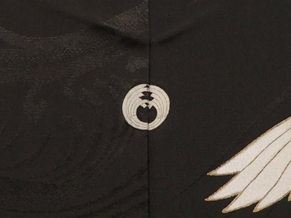Photo5: 6928T04z590 Vintage Japanese Kimono Silk HAORI Flying crane Black (5)