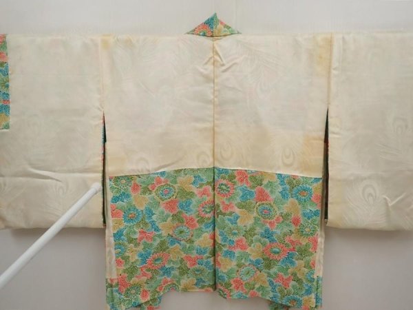 Photo8: 6928T05z550 Vintage Japanese Kimono Silk HAORI Flower Green (8)