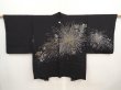 Photo1: 6928T06z520 Vintage Japanese Kimono Silk HAORI Chrysanthemum Black (1)