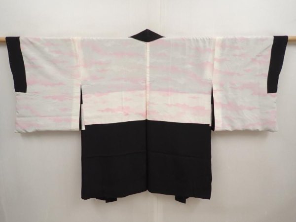 Photo7: 6928T06z520 Vintage Japanese Kimono Silk HAORI Chrysanthemum Black (7)