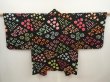 Photo1: 6928T07z530 Vintage Japanese Kimono Silk SHIBORI HAORI Flowers Black (1)