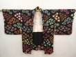 Photo5: 6928T07z530 Vintage Japanese Kimono Silk SHIBORI HAORI Flowers Black (5)