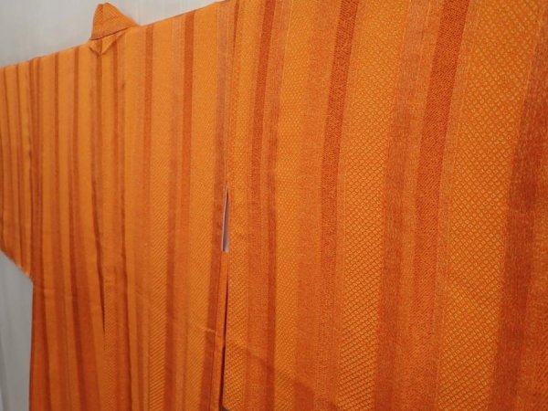 Photo2: 6928T08z610 Vintage Japanese Kimono Silk HAORI  Dark orange (2)