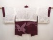 Photo8: 6928T09z440 Vintage Japanese Kimono Silk HAORI Flying crane Dull purple (8)