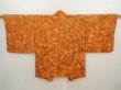 Photo1: 6928T10z570 Vintage Japanese Kimono Silk HAORI Flowers Dark orange (1)