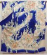 Photo1: 6928T11z1030  Japanese Kimono Silk FURISODE Plum blossom Oriental blue (1)