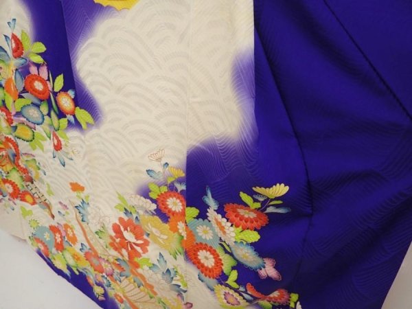 Photo4: 6928T12z1140 Vintage Japanese Kimono Silk FURISODE Chrysanthemum (4)