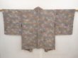 Photo1: 6929T01z620 Vintage Japanese Kimono Silk HAORI Wave Brown-Gray (1)