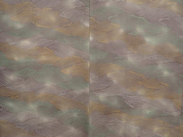 Photo3: 6929T01z620 Vintage Japanese Kimono Silk HAORI Wave Brown-Gray (3)