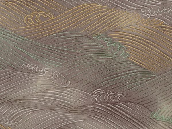 Photo4: 6929T01z620 Vintage Japanese Kimono Silk HAORI Wave Brown-Gray (4)