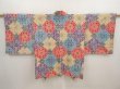Photo1: 6929T03z610 Vintage Japanese Kimono Silk HAORI Flowers Red (1)