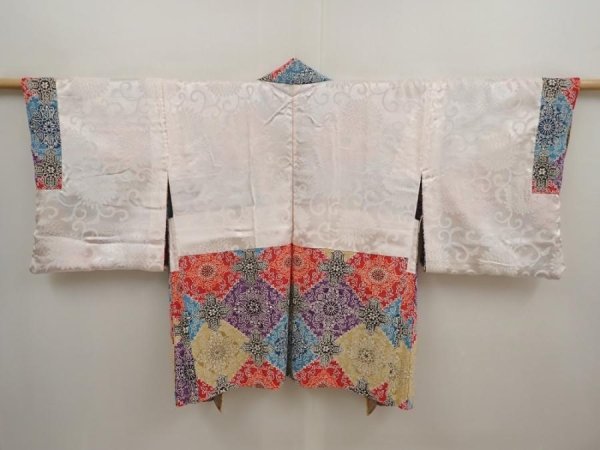 Photo8: 6929T03z610 Vintage Japanese Kimono Silk HAORI Flowers Red (8)