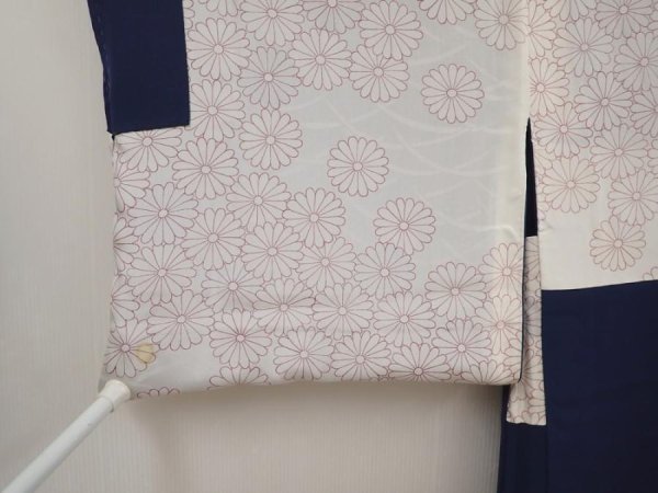 Photo8: 6929T05z590 Vintage Japanese Kimono Silk HAORI Plants Navy (8)
