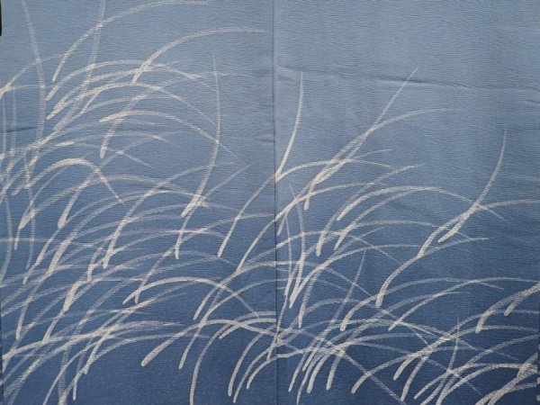 Photo3: 6929T06z560 Vintage Japanese Kimono Silk HAORI  Steel blue (3)