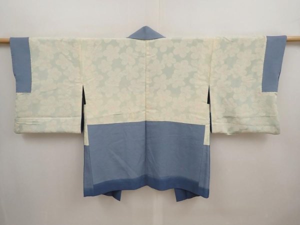 Photo7: 6929T06z560 Vintage Japanese Kimono Silk HAORI  Steel blue (7)