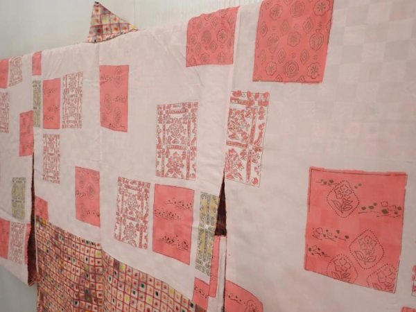 Photo7: 6929T07z490 Vintage Japanese Kimono Silk MEISEN HAORI  Off-white (7)