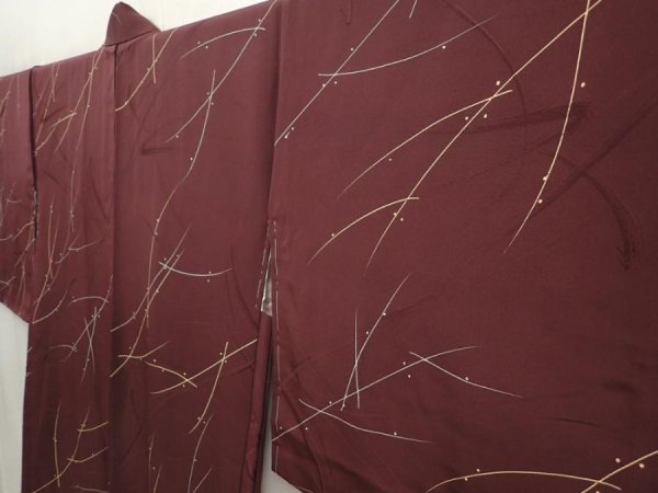 Photo2: 6929T09z600 Vintage Japanese Kimono Silk HAORI  Dark grape-Brown (2)