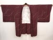 Photo5: 6929T09z600 Vintage Japanese Kimono Silk HAORI  Dark grape-Brown (5)