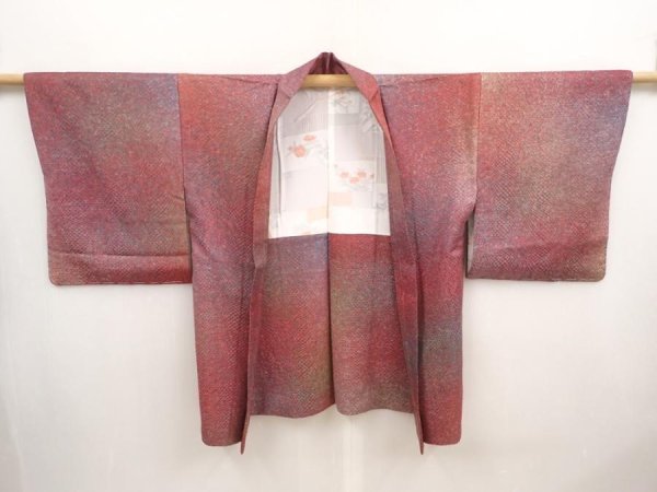 Photo5: 6929T10z540 Vintage Japanese Kimono Silk HAORI  Purple-Brown (5)